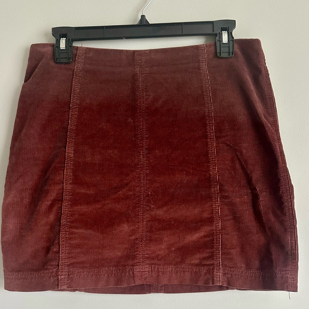 Free People Women’s Size 12, Corduroy Mini Skirt in Rich Brown, Western